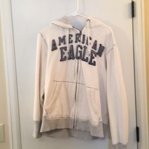 American Eagle white zip up hoodie